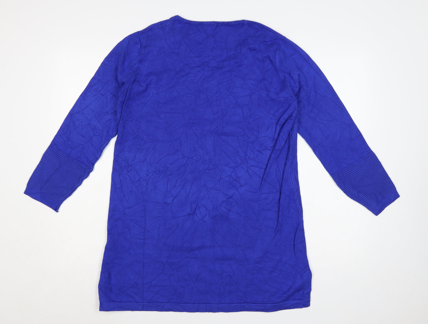 Michelle Hope Women Blue Size 14/16 V-Neck Pocket Knit Tunic Jumper