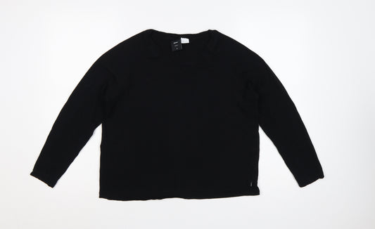 Finisterre Women Black Size 12 Organic Cotton Linen Raglan Jersey Top
