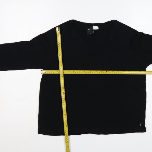 Finisterre Women Black Size 12 Organic Cotton Linen Raglan Jersey Top