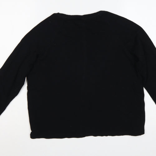 Finisterre Women Black Size 12 Organic Cotton Linen Raglan Jersey Top