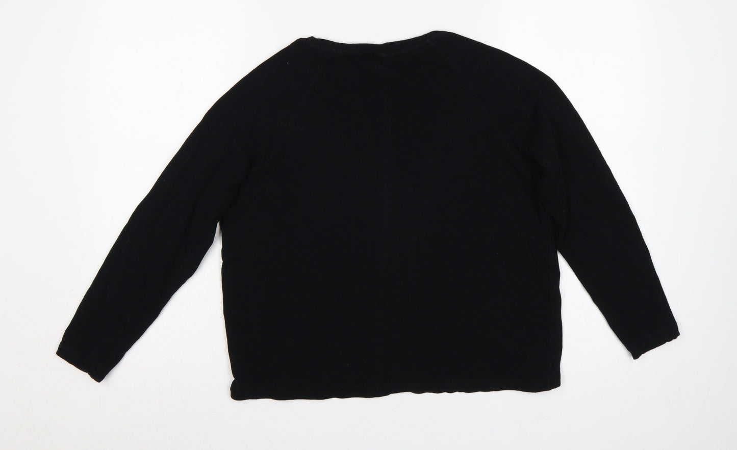 Finisterre Women Black Size 12 Organic Cotton Linen Raglan Jersey Top