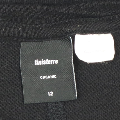 Finisterre Women Black Size 12 Organic Cotton Linen Raglan Jersey Top