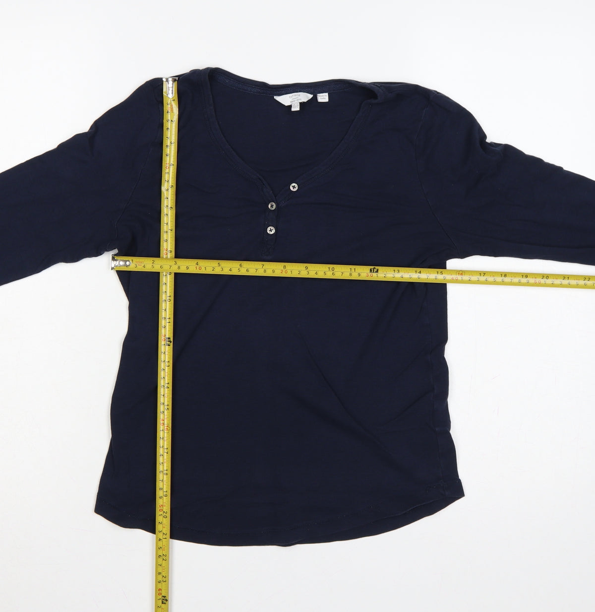Fat Face Women Blue UK 12 Basic Henley Long Sleeve Jersey T-Shirt