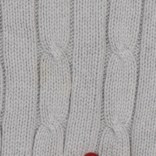 BHS Women Grey Cable Knit Boat Neck Button Shoulder Jumper Size 12