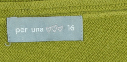 Per Una Women’s Green Size 16 V-Neck Long Sleeve Knit Jumper