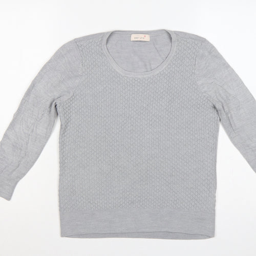Per Una Women Grey UK 12 Textured Knit Scoop Neck Pullover Jumper