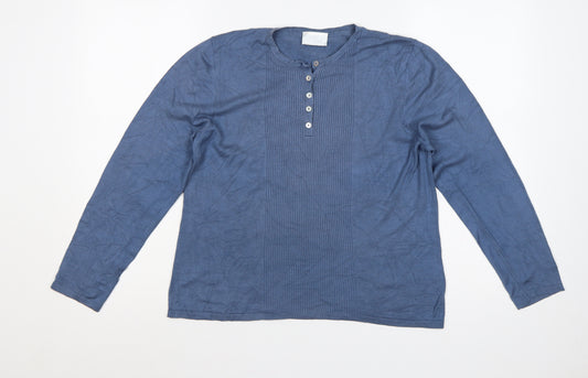 Cotswold Collections Women Blue L Silk Knit Henley Jumper Long Sleeve