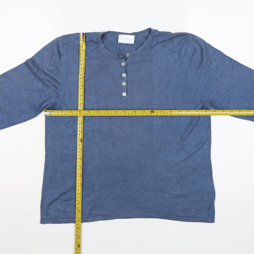 Cotswold Collections Women Blue L Silk Knit Henley Jumper Long Sleeve
