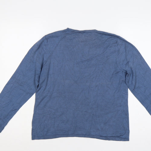 Cotswold Collections Women Blue L Silk Knit Henley Jumper Long Sleeve