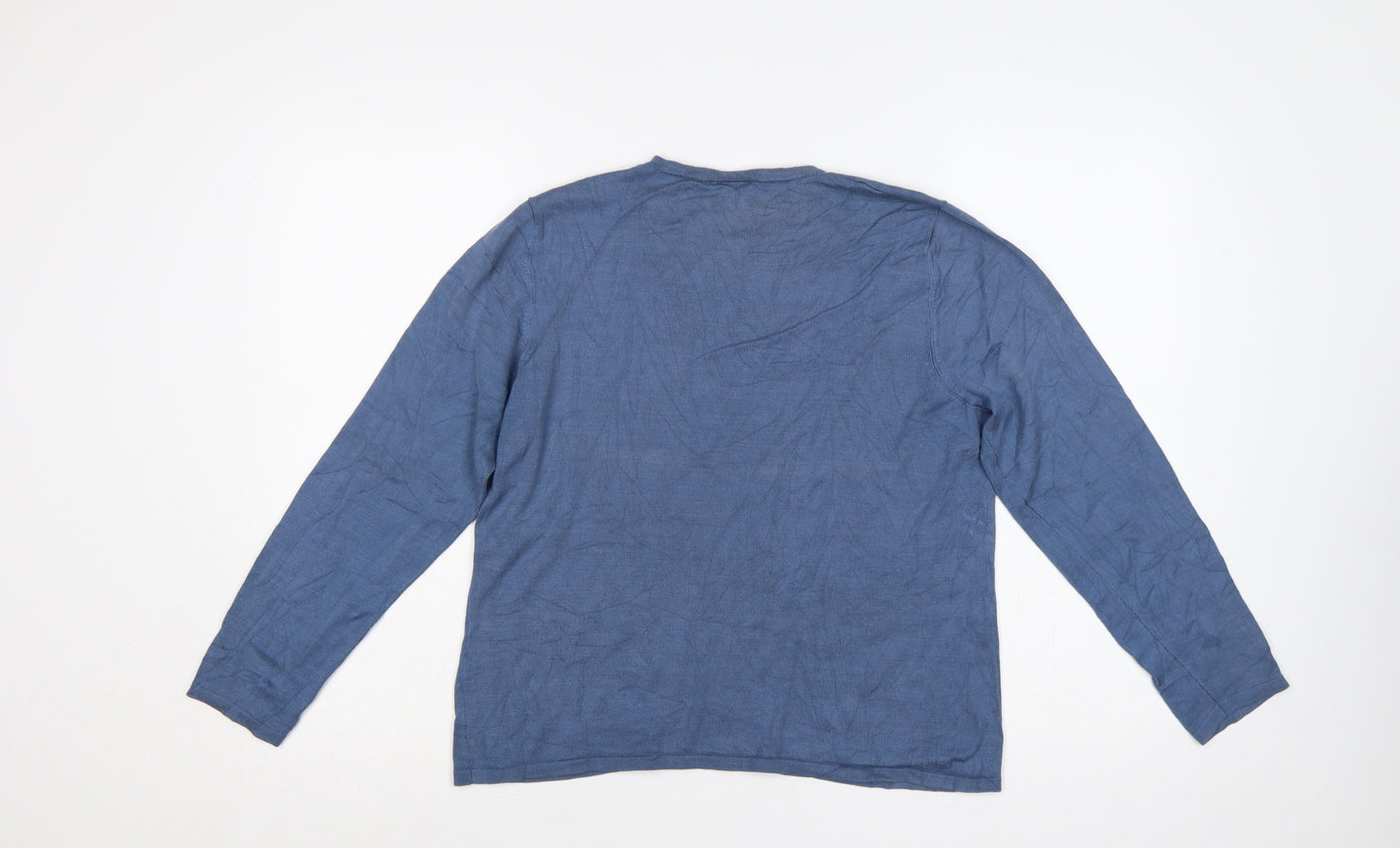 Cotswold Collections Women Blue L Silk Knit Henley Jumper Long Sleeve