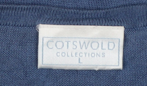 Cotswold Collections Women Blue L Silk Knit Henley Jumper Long Sleeve