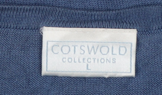 Cotswold Collections Women Blue L Silk Knit Henley Jumper Long Sleeve