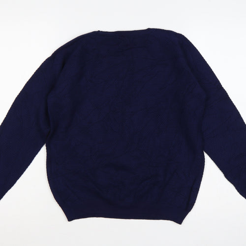Bonmarché Women’s Blue Floral Embroidered Knit Jumper Size 14