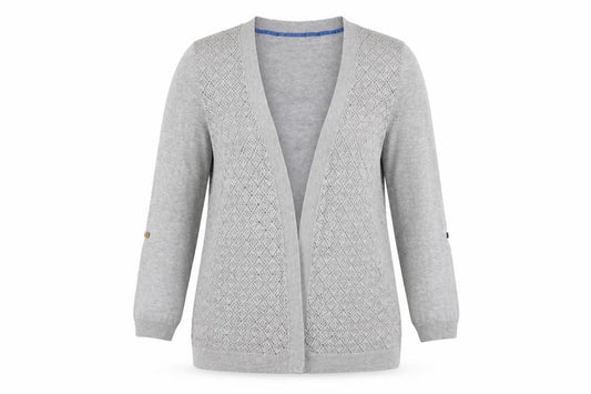 Mantaray Women’s Grey Size 16 Open Knit V-Neck Cardigan