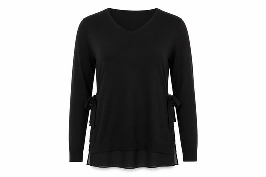 H&M MAMA Women's Black S Maternity V-Neck Tie Tunic Jumper