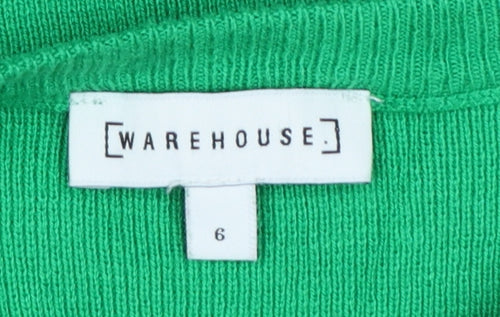 Warehouse Women Green UK 6 Ruffle Sleeve Knit Pullover Jumper