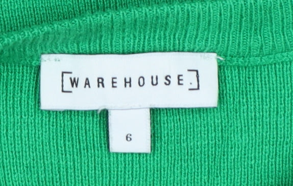Warehouse Women Green UK 6 Ruffle Sleeve Knit Pullover Jumper