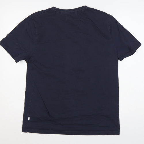 Wax London Men's Blue M Classic Crew Neck Cotton T-Shirt