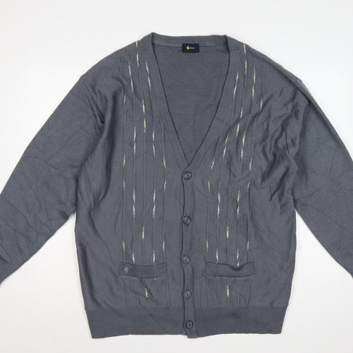 Gabicci Men’s Grey 2XL Wool Blend V-Neck Button Cardigan Knit