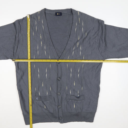 Gabicci Men’s Grey 2XL Wool Blend V-Neck Button Cardigan Knit