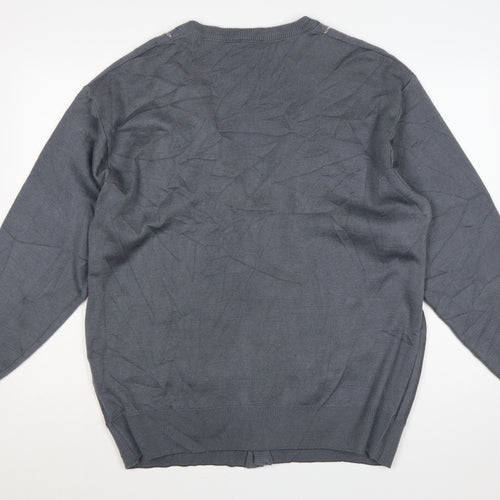 Gabicci Men’s Grey 2XL Wool Blend V-Neck Button Cardigan Knit