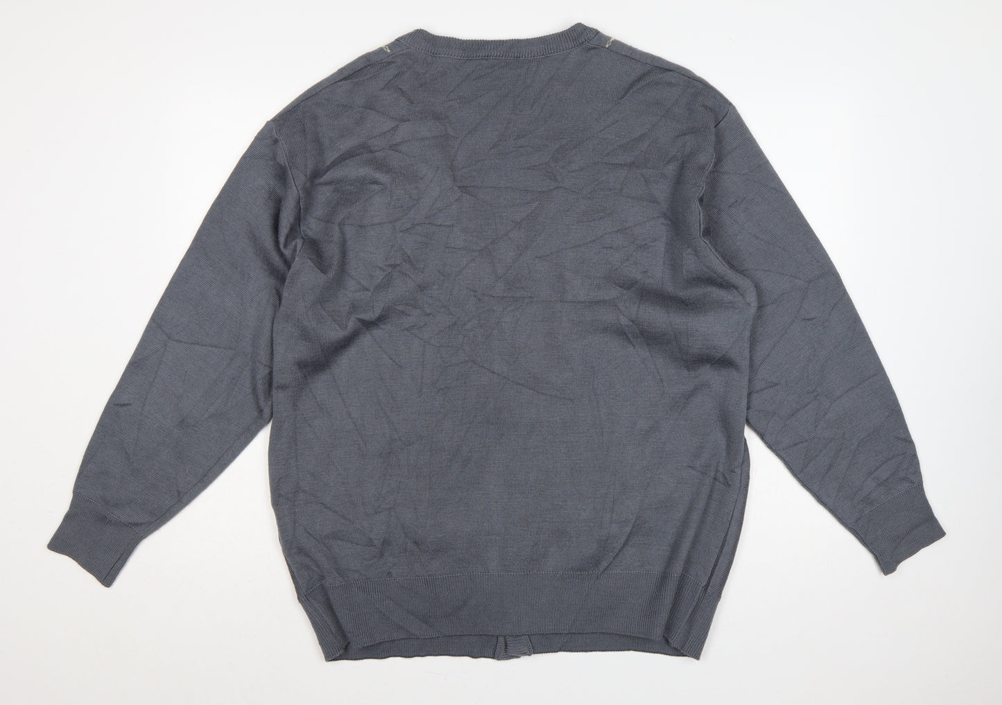 Gabicci Men’s Grey 2XL Wool Blend V-Neck Button Cardigan Knit