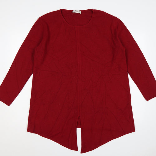 Olsen Collection Women Red UK 18 Merino Wool Blend Knit Tunic Jumper