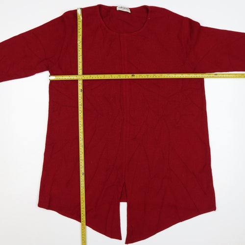 Olsen Collection Women Red UK 18 Merino Wool Blend Knit Tunic Jumper