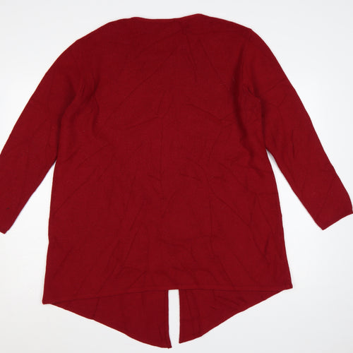 Olsen Collection Women Red UK 18 Merino Wool Blend Knit Tunic Jumper