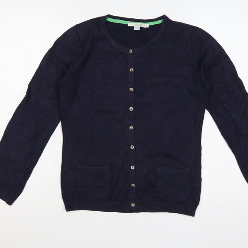 Boden Women Blue UK 8 Round Neck Button Cardigan Pockets