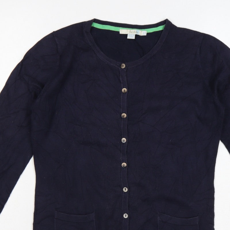Boden Women Blue UK 8 Round Neck Button Cardigan Pockets
