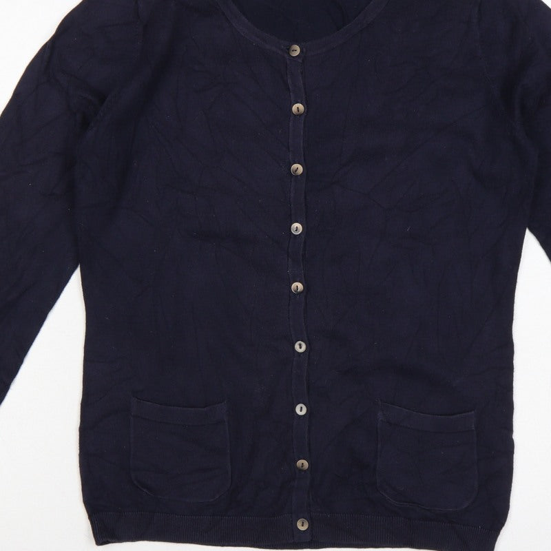 Boden Women Blue UK 8 Round Neck Button Cardigan Pockets