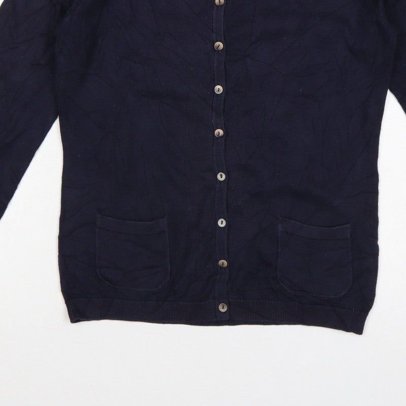 Boden Women Blue UK 8 Round Neck Button Cardigan Pockets