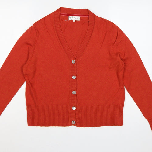 Mistral Women’s Orange Size 14 V-Neck Button Knit Cardigan