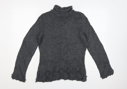 Maine New England Women’s Grey Size 10 Roll Neck Knit Jumper