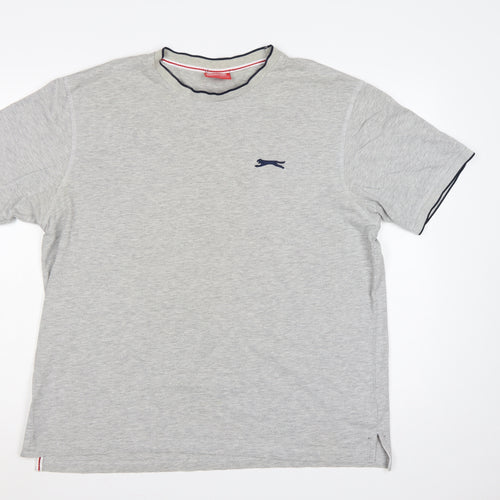 Slazenger Men’s Grey XL Cotton Logo Crew Neck Short Sleeve T-Shirt