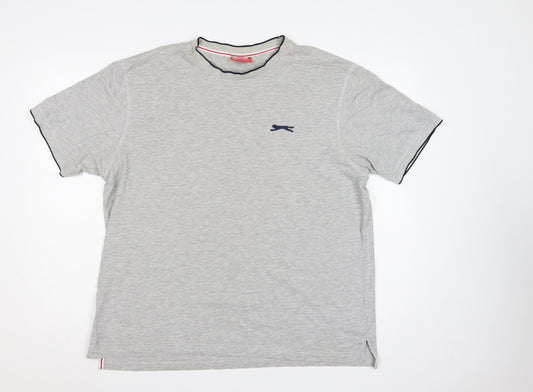 Slazenger Men’s Grey XL Cotton Logo Crew Neck Short Sleeve T-Shirt