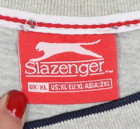 Slazenger Men’s Grey XL Cotton Logo Crew Neck Short Sleeve T-Shirt