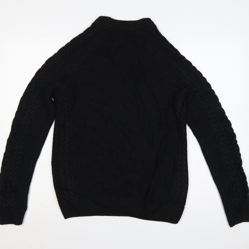 H&M Men Black S Cable Knit Crew Neck Pullover Jumper
