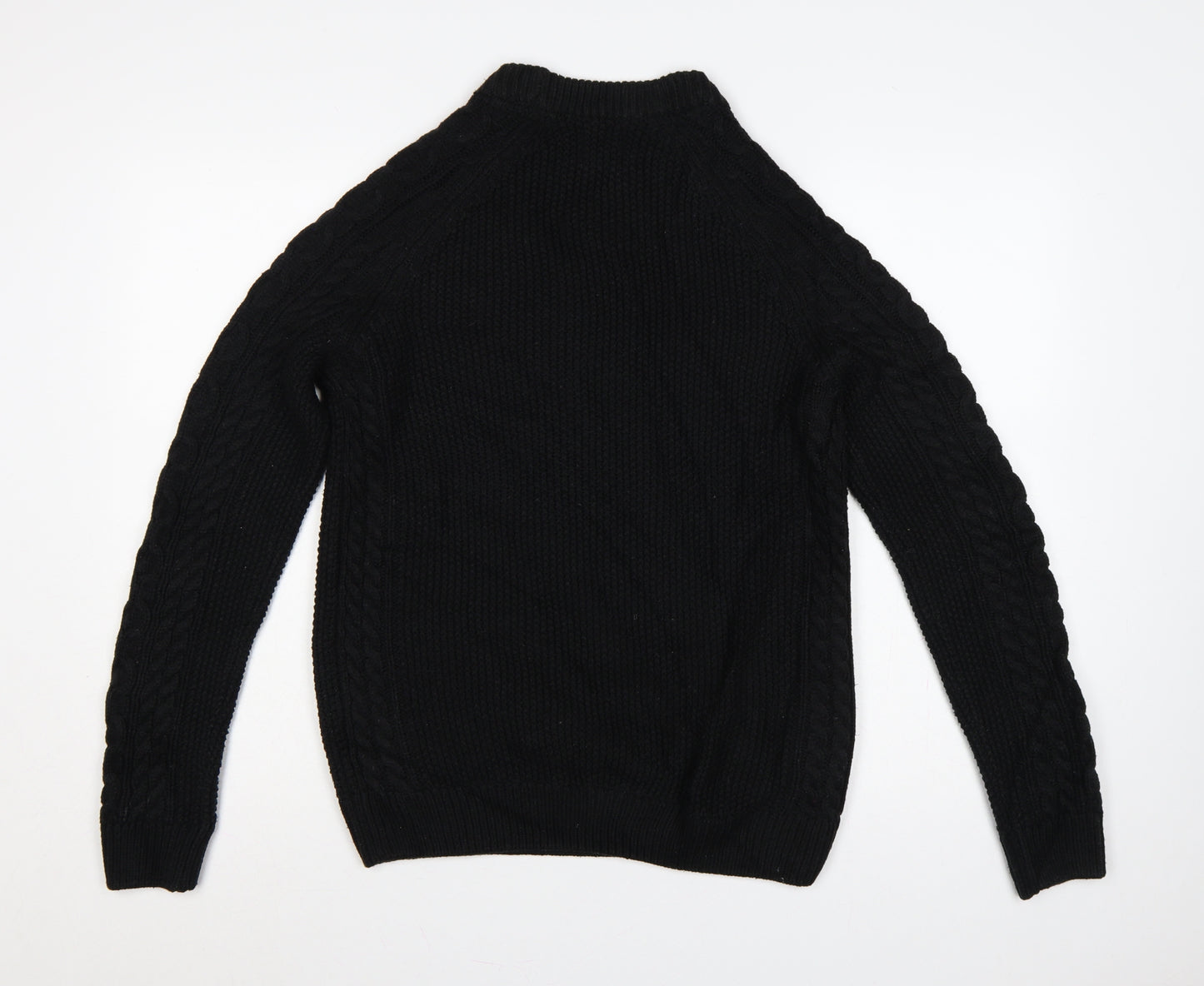 H&M Men Black S Cable Knit Crew Neck Pullover Jumper