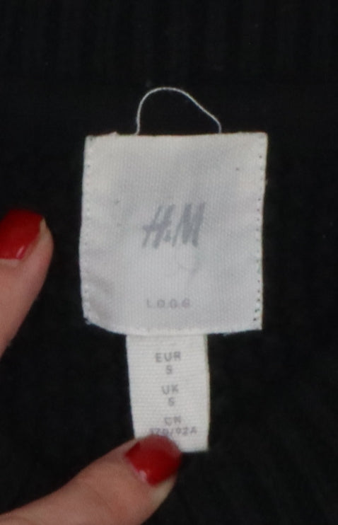 H&M Men Black S Cable Knit Crew Neck Pullover Jumper