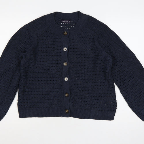 Marks & Spencer Women’s Navy Blue M Open Knit Button Cardigan