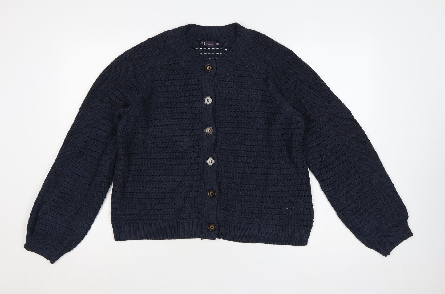 Marks & Spencer Women’s Navy Blue M Open Knit Button Cardigan