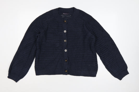 Marks & Spencer Women’s Navy Blue M Open Knit Button Cardigan