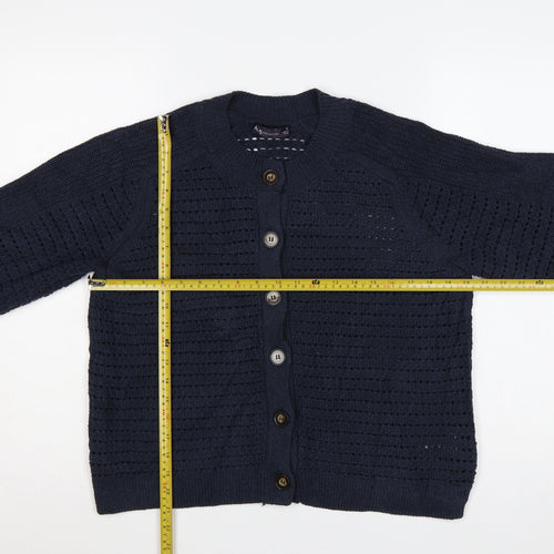 Marks & Spencer Women’s Navy Blue M Open Knit Button Cardigan