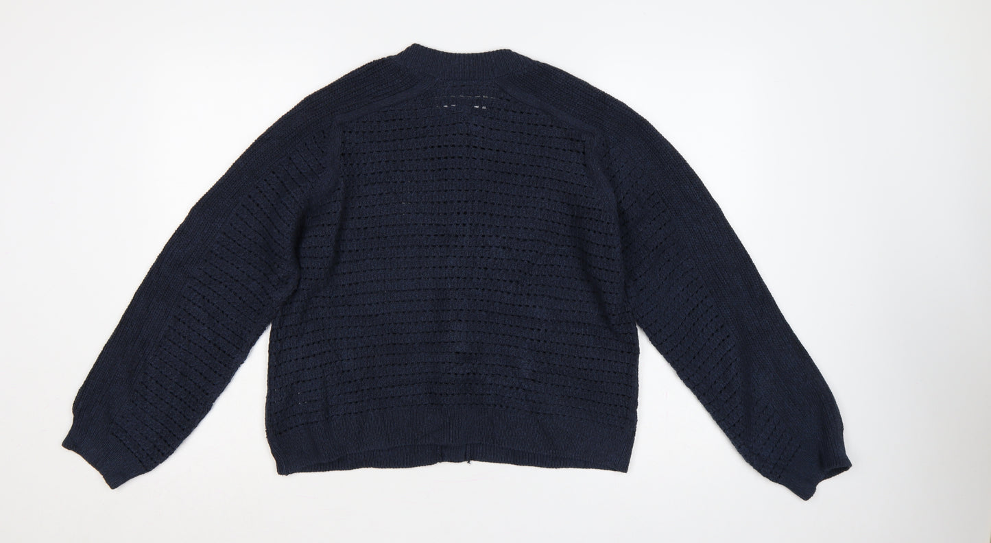 Marks & Spencer Women’s Navy Blue M Open Knit Button Cardigan