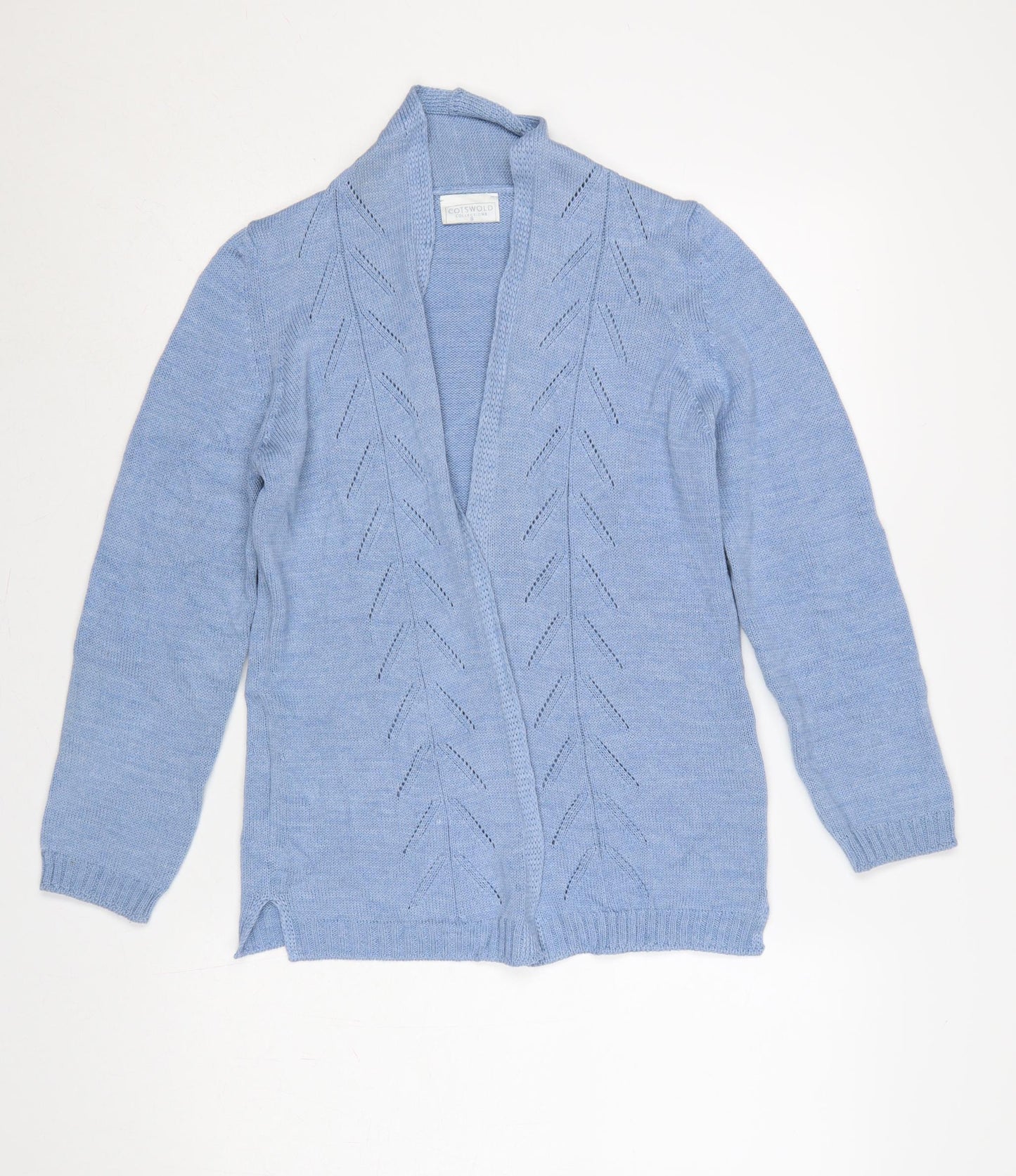 Cotswold Collections Women Blue S Open Knit Merino Wool Cardigan