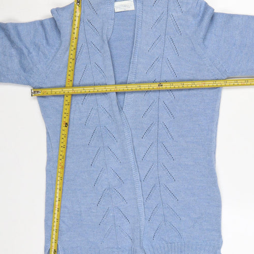 Cotswold Collections Women Blue S Open Knit Merino Wool Cardigan