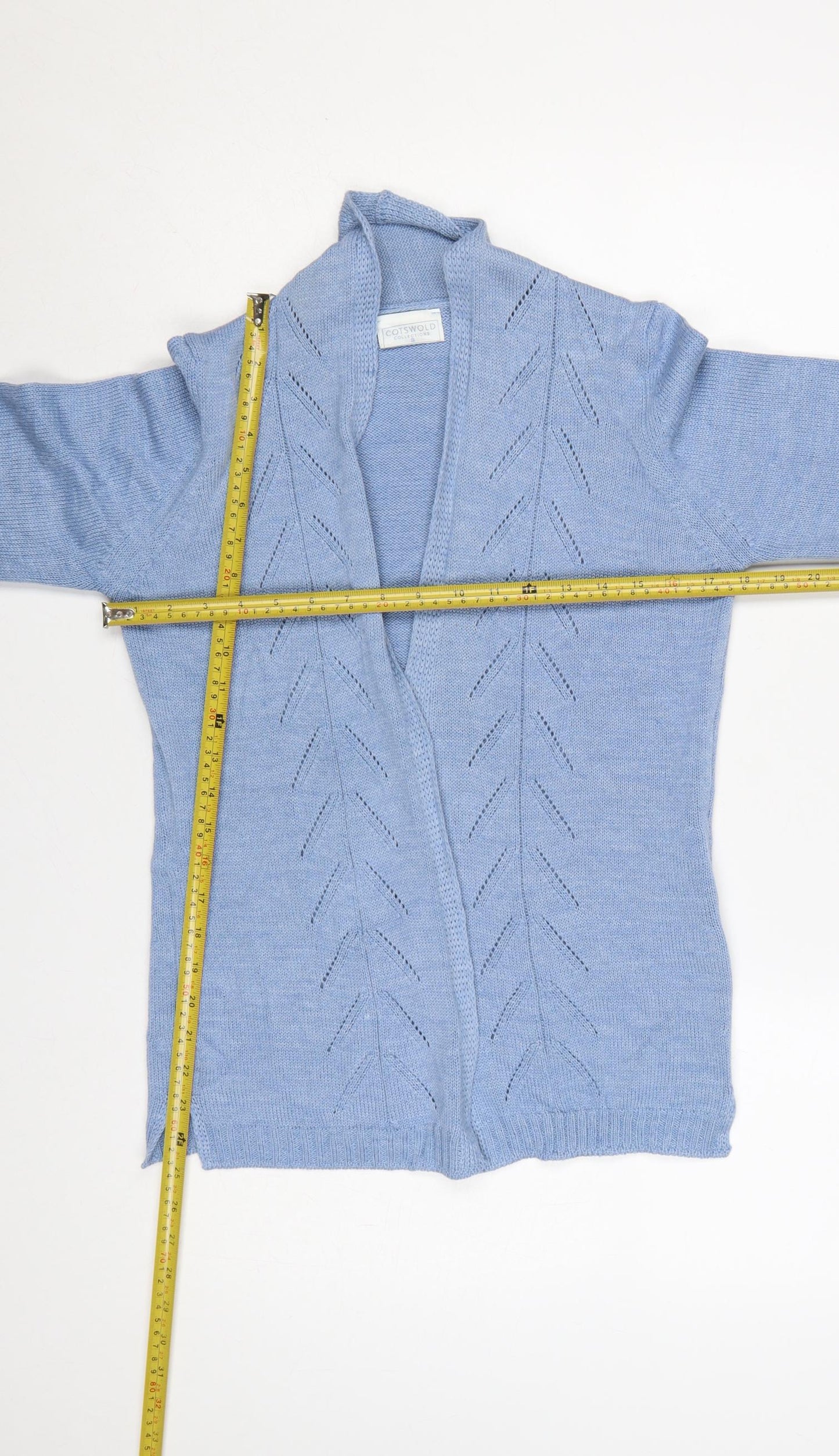 Cotswold Collections Women Blue S Open Knit Merino Wool Cardigan