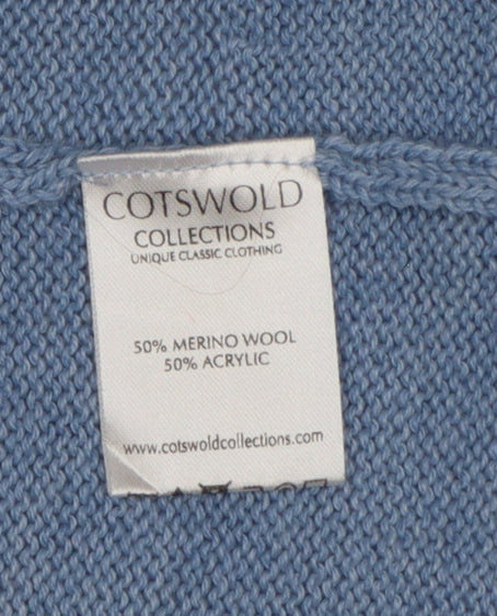 Cotswold Collections Women Blue S Open Knit Merino Wool Cardigan